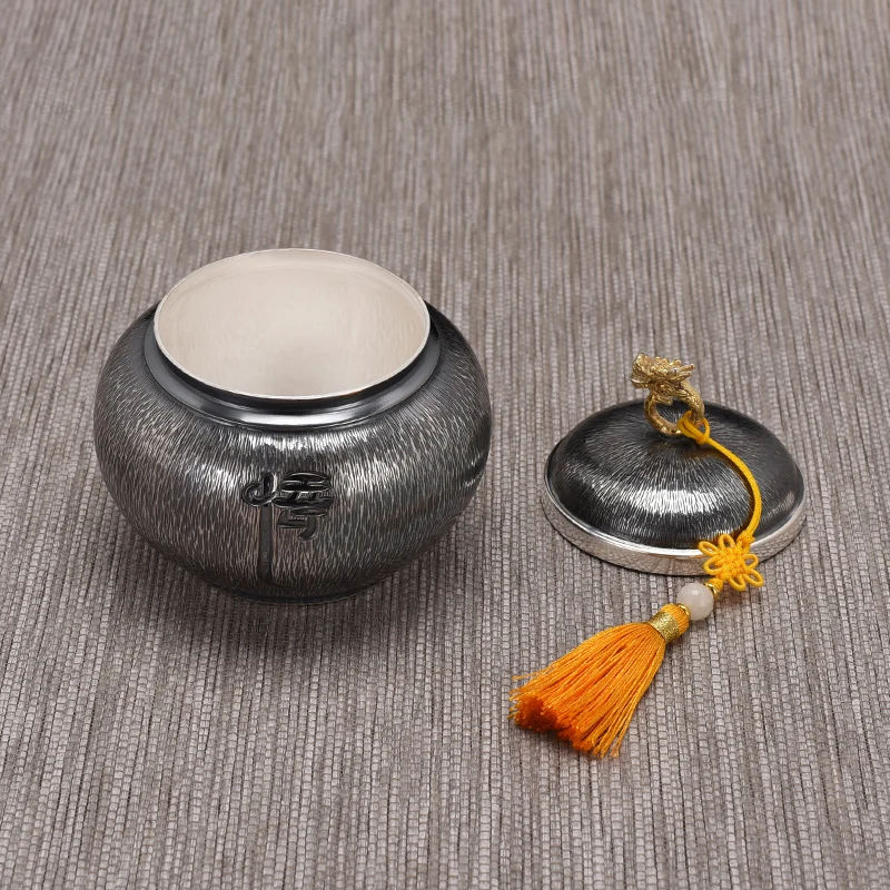 

Ag999 Sterling Silver Tableware Spice Container Sugar Pot Seasoning Jar Bowl