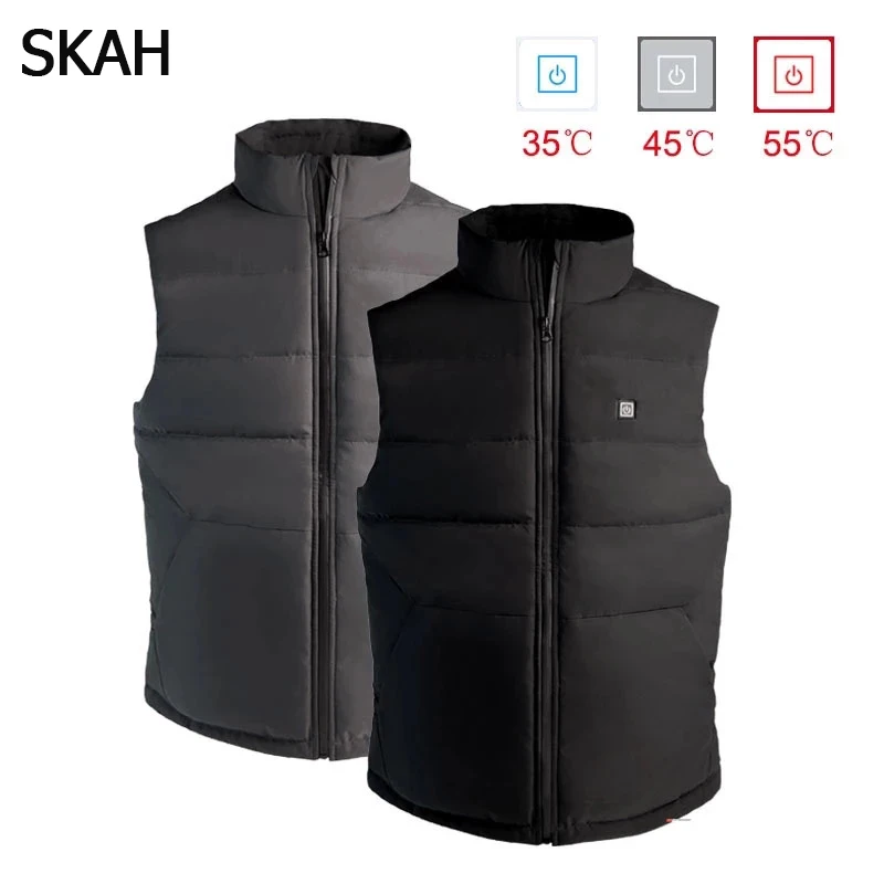 

New SKAH 4-Heating Area Graphene Electric Heated Vest Men Outdoor Winter Warm USB Smart Thermostatic Heating Jacket