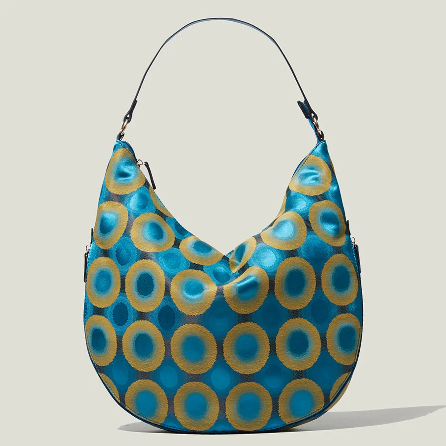 

2021 new cotton linen woven armpit wrapped round pattern single shoulder women's bag cross-border niche metal zipper Tote Bag