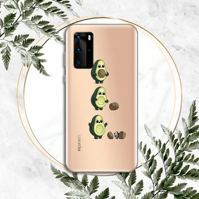 

cute cartoon Avocado creativy Phone Case Transparent for huawei P 40 30 20 lite pro smart 2019 honor 8X 10i 10 cover