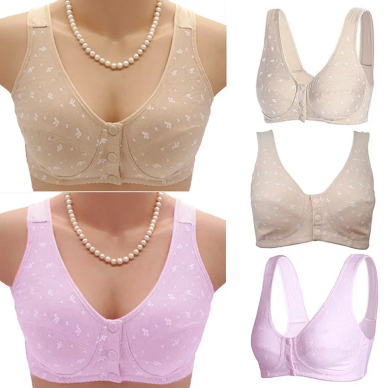 

Bras for Women Comfortable Soft Plus Size Bralette Cotton Blend Front Closure Camisole Bra Female Lingerie Middle Age Women