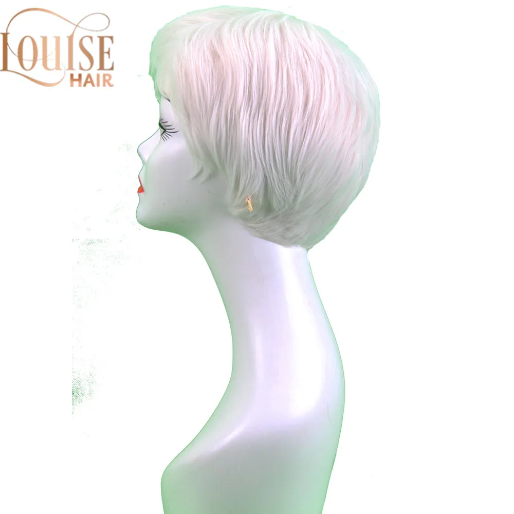 Парик Луиз волос для женщин короткий парик пожилых Синтетические серые и белые