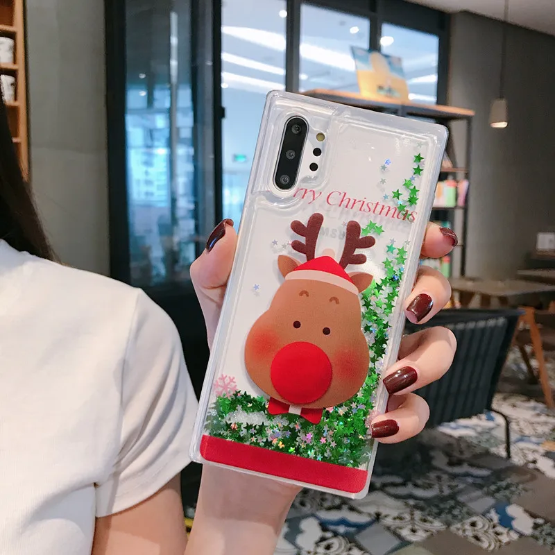 Чехол для samsung Note 10 Plus S10e S10 S9 S8 S7 Edge чехол Рождество Санта Клаус Лось Блестящий