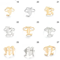 cute stainless steel hollow art a z letter rings women fashion silver gold color open ring anniversary party creative jewelry