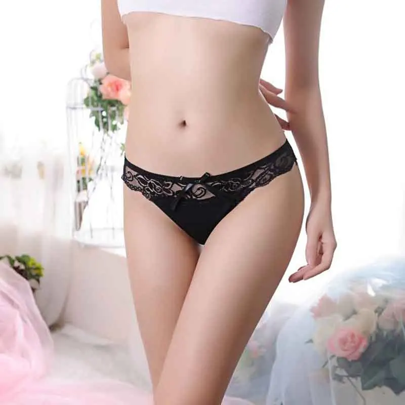 

Women Underwear Sexy Lace Bow Panties Low Waist Sensual Lingerie Cotton Crotch Comfortable Breathable Briefs