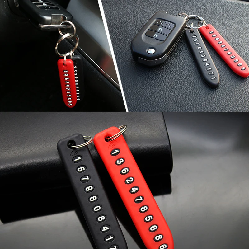 

Anti-lost Phone Number Plate Car Keychain Pendant Auto Vehicle Phone Number Card Keyring Key Chain Car Interior Dropshipping