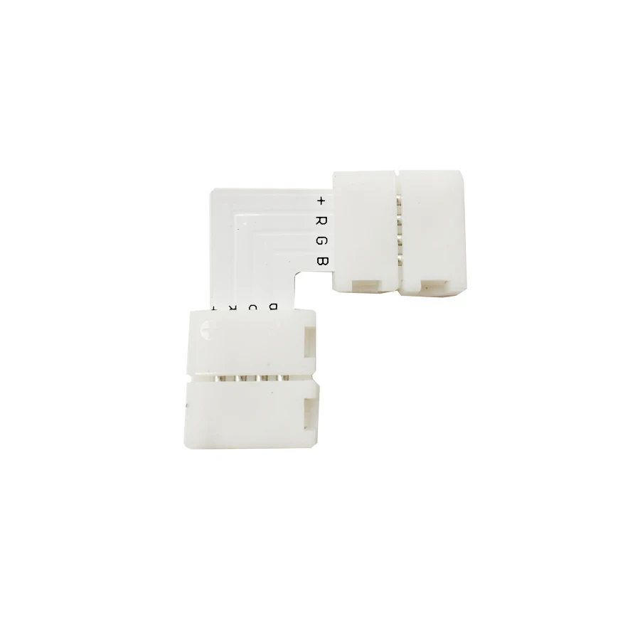 

L-shape 4 Pin 10mm LED Connector Strip to Strip 4 Conductor Right Angle Corner Quick Splitter For 5050 2835 3528 RGB led strip