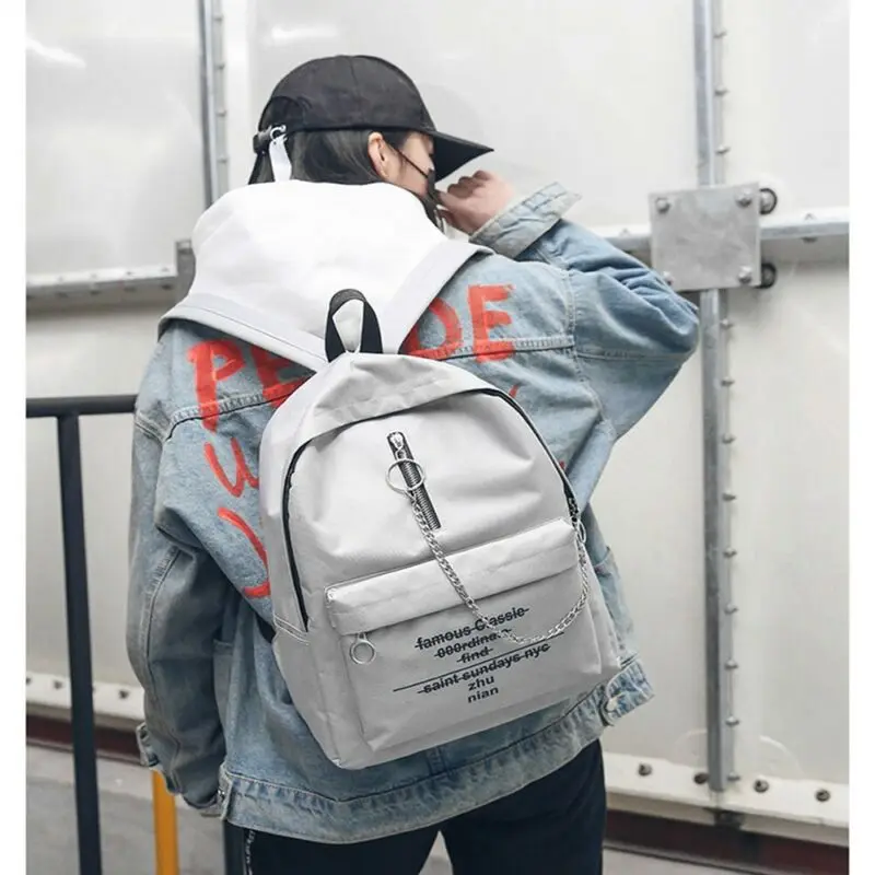 Модная женская мужская холщовая школьная сумка для девочек рюкзак цепочки букв