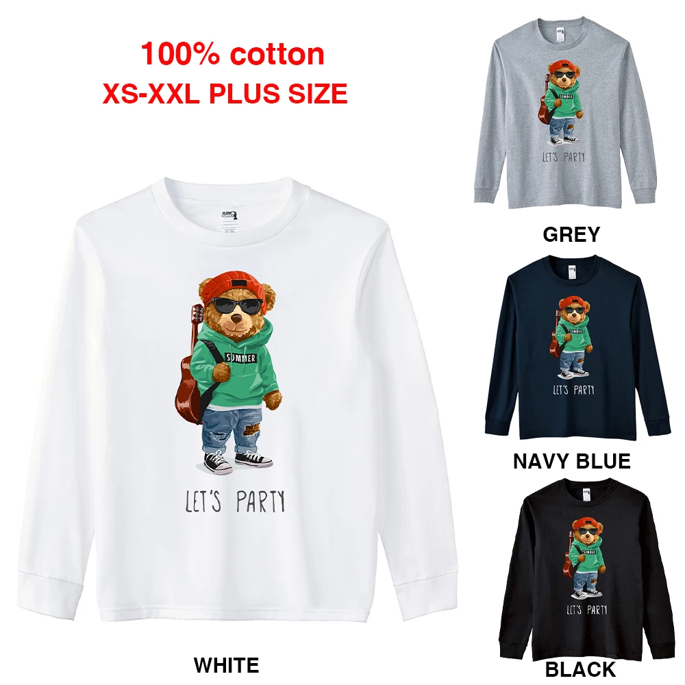 

BLINGPAW Spring/Autumn Let's Party Graphics Unisex Long Sleeve T-Shirt O-Neck Tops Casual 100% Cotton