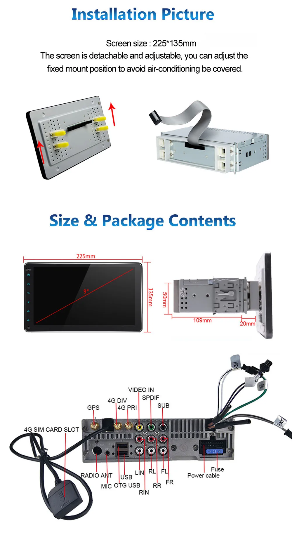 ARKRIGHT " 1din Android Автомагнитола 4+ 64GB Автомобильный мультимедийный плеер gps/Авто Радио/Автомобильный dvd-плеер/4G с DSP