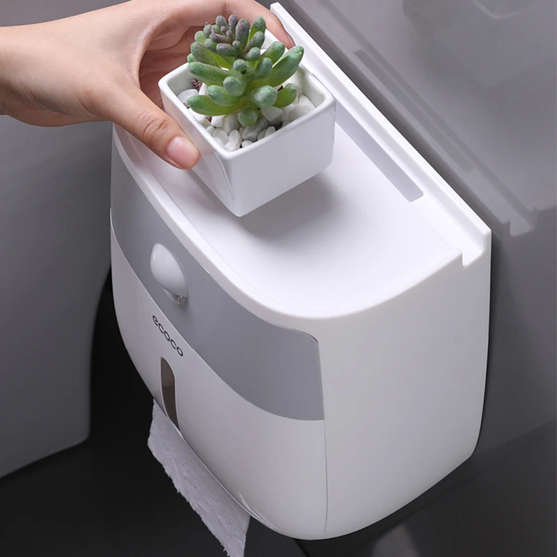 Double Layer Toilet Paper Holder Waterproof Storage Box Wall Mounted Toilet Roll Dispenser Portable Toilet Paper Holders enlarge