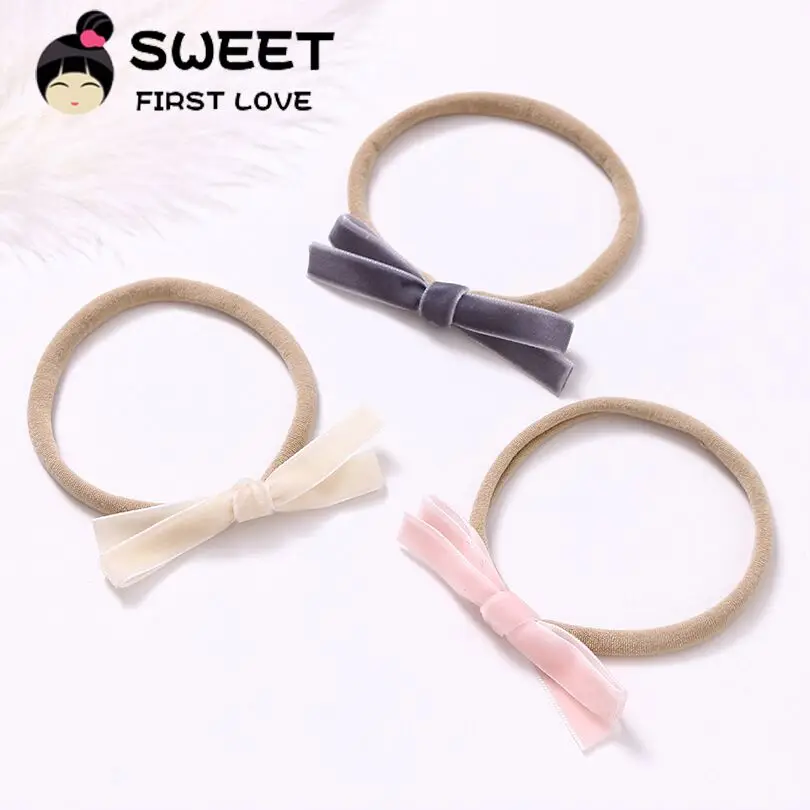 

New Fashion Velvet bow Headbands For Kids Girls Bow Elastic Hair Accessories Customized Handmade Beauty Hair Headbands Headwear