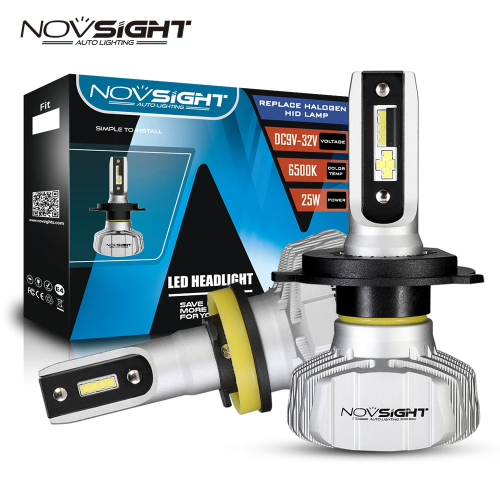 NOVSIGHT H1 H4 светодиодный H7 10000LM H11 H8 H13 9005 HB3 9006 HB4 9007 HB5 фары лампы 50W 12V светодиодные для