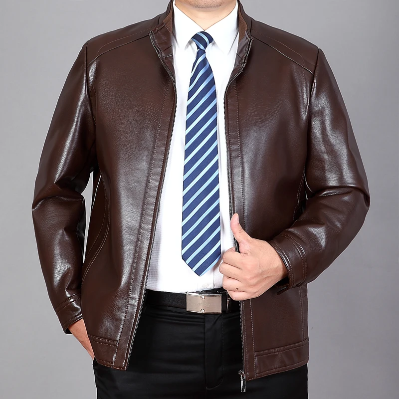Мужская Осенняя модная повседневная мотоциклетная куртка из искусственной кожи