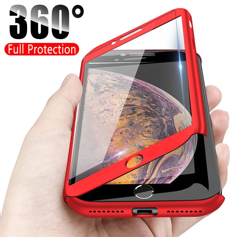360 Full Cover Phone Case For iPhone7 8 6 6S Plus5s SE Protective iPhone 11 12 Pro XS MAX X XR With Glass | Мобильные телефоны и