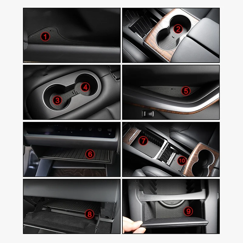 

11Pcs Gate Slot Pad for Tesla Model X Model S Accessories Door Pocket Liner Cup Holder Pad Console Mat