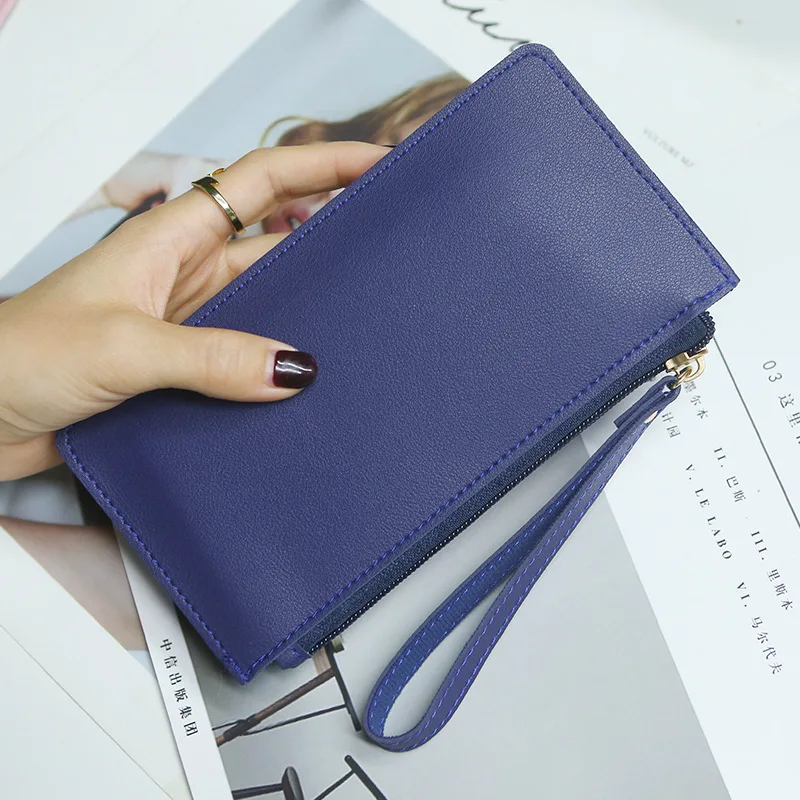 Royal Blue LILEN, Простые качественные Длинные кошельки из мягкой искусственной кожи, Модный Большой Вместительный клатч, женский кошелек - Цвет: Royal Blue