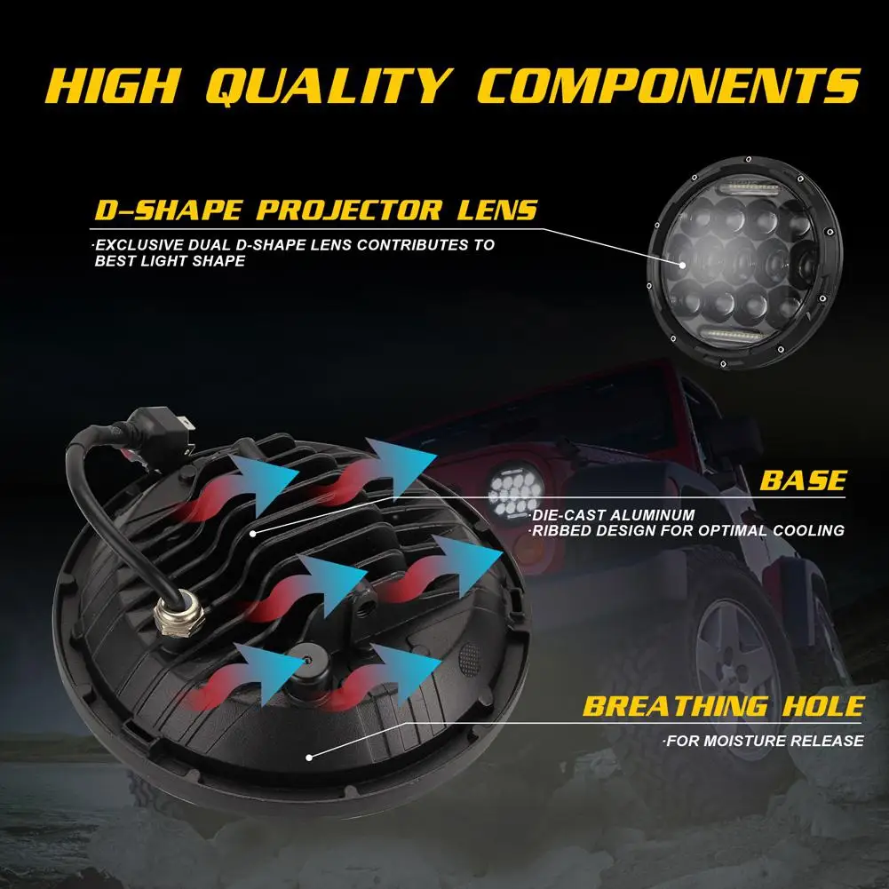 

Automobile 7 INCH 280W LED Headlights 6000K 28000LM Halo Angle Eye For Jeep Wrangler CJ JK LJ 97-17 Car Light Lamp Bulb