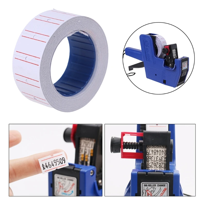 

10 Label Price Tag Rolls Tag Label Refill 22mm x 12mm for Price White w/ Double Red Lines Yellow Red Pink 1XCB