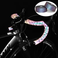 pro bicycle handlebar tapes eva pu gradient road bike handle bar straps color change reflective cycling handle cork wrap bc0572