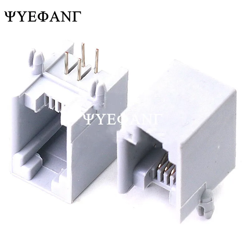 10 шт./лот RJ11 4P4C разъем сетевого интерфейса серые 4P разъемы|Соединители| |
