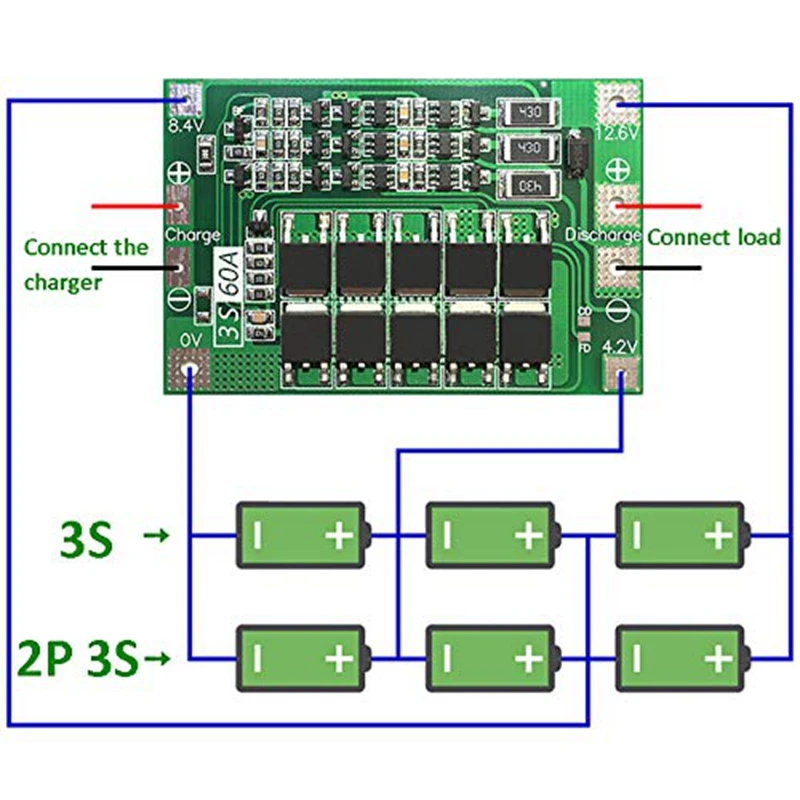 3S 60A Bms Board Lithium Li-Ion 18650 Battery Protection With Balance For Drill Motor 11.1V 12.6V Lipo Cell Module | Электроника