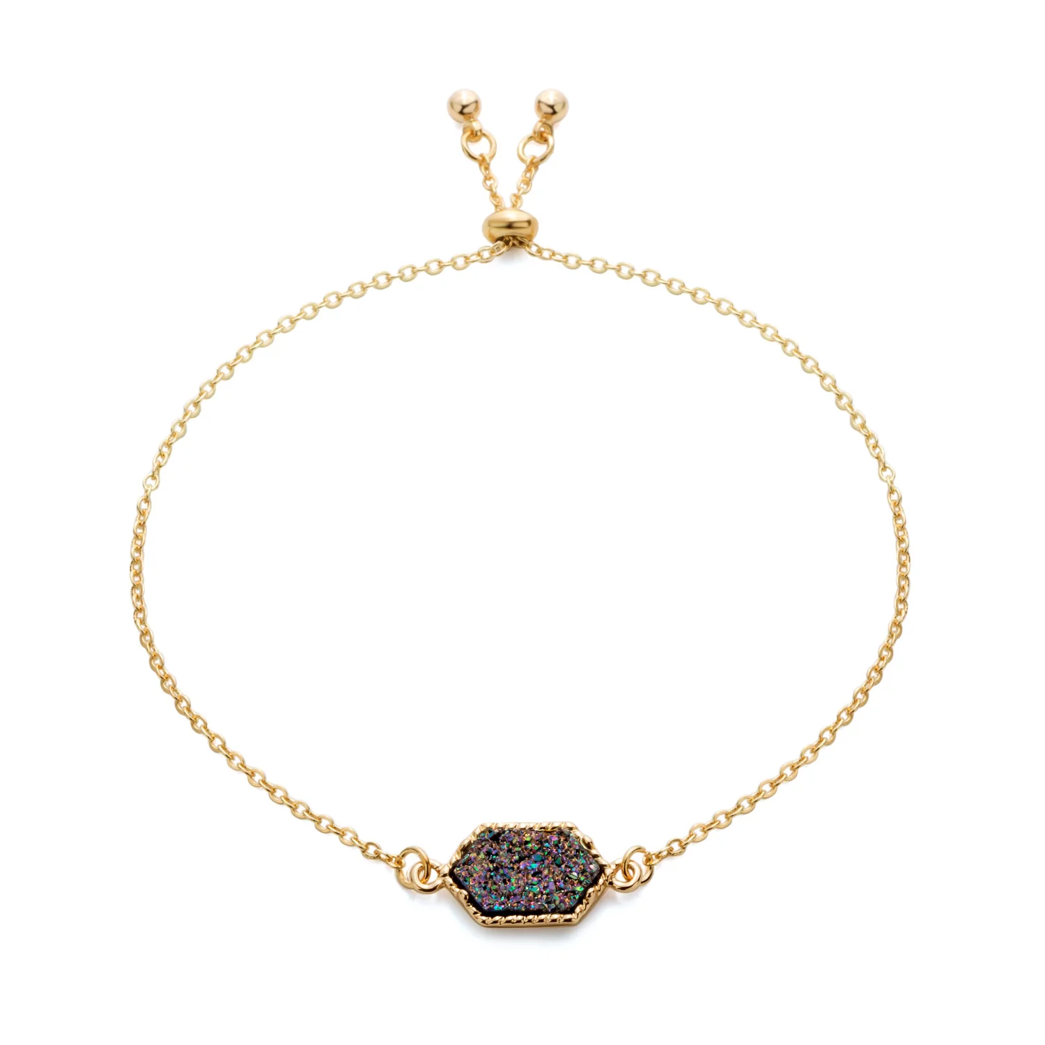 G Multi colors 16 вариантов шестиугольник смолы Druzy браслет Drusy Синий белый мрамор камень Регулируемый веревочный шнур любовник Браслет Дружбы бижутерия - Окраска металла: G Multi colors