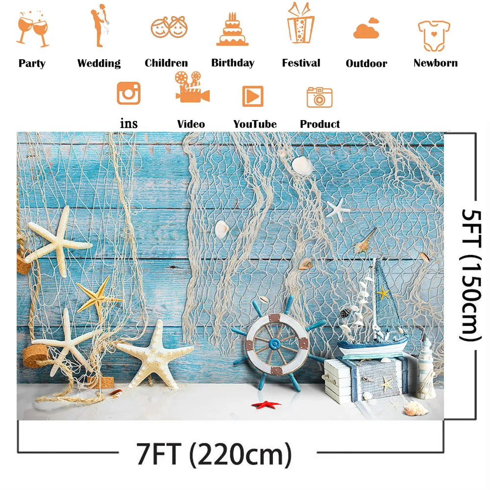 Nautical Rudder Beach Photography Backdrop Sailing Adventure Wooden Splint Board Newborn Sailor Portrait Photo Background Props |