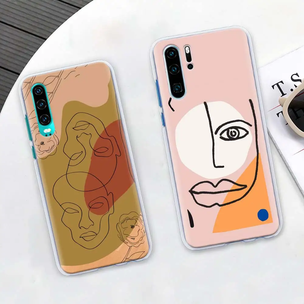 Забавный чехол для телефона с абстрактным рисунком лица Матисс для huawei P20 Lite P20 P30 Pro P9 P10 Lite P Smart Plus Твердый Чехол