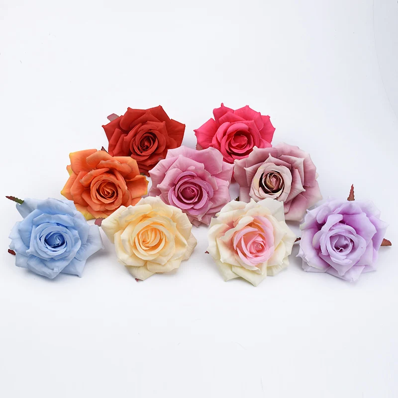 100pcs silk roses flowers wall bathroom accessories christmas decorations for home wedding cheap artificial plants bride brooch free global shipping