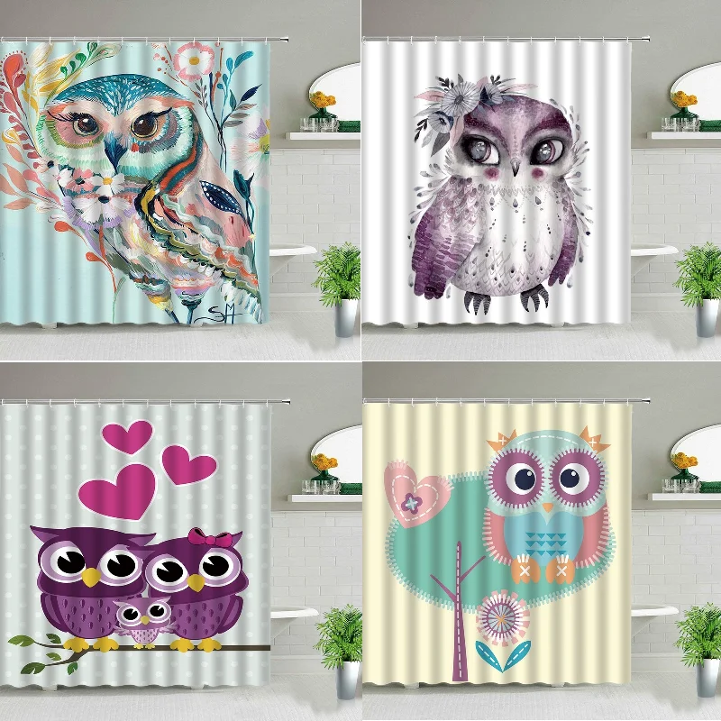 

Color cartoon owl shower curtains bathroom curtain curtain christmas shower curtain set shower curtains japanese shower curtain