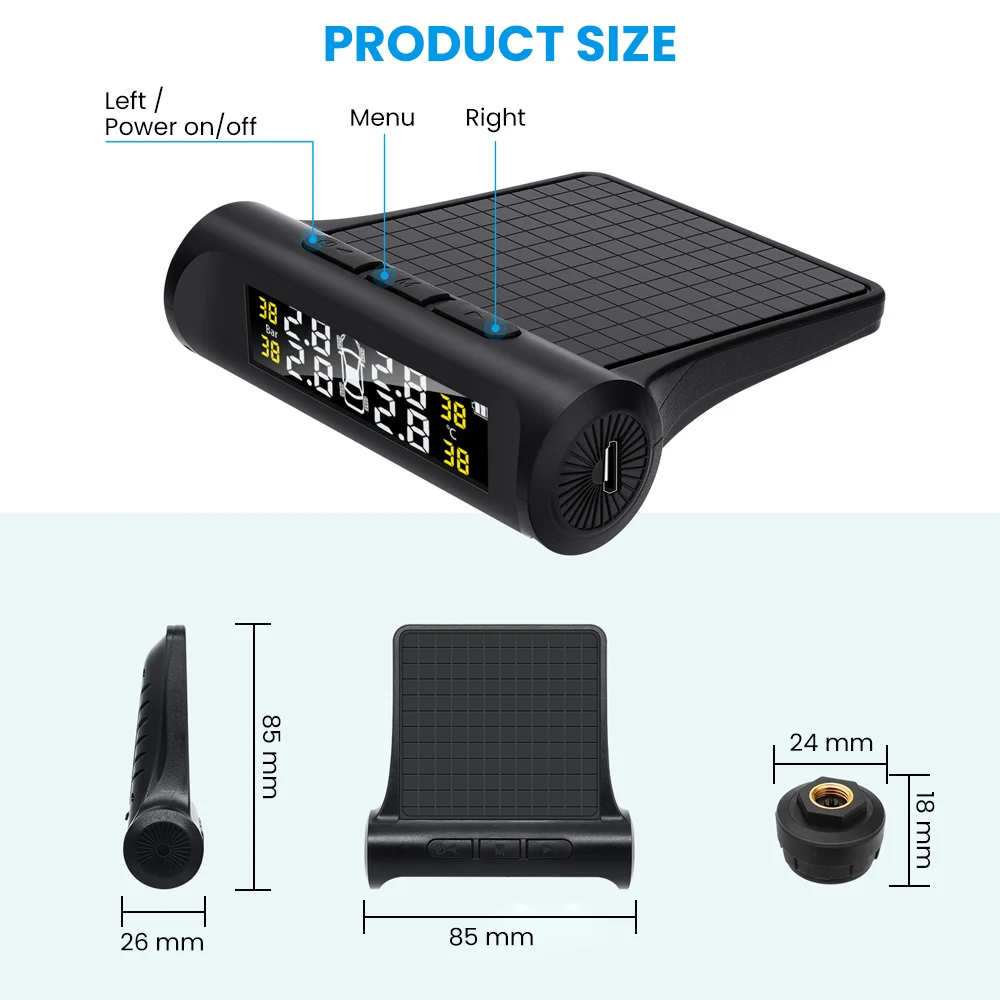 

AOSHIKE TPMS Car Tire Pressure Alarm Monitor System Auto Security Alarm Systems Tyre Pressure Temperature Warning With Infineon