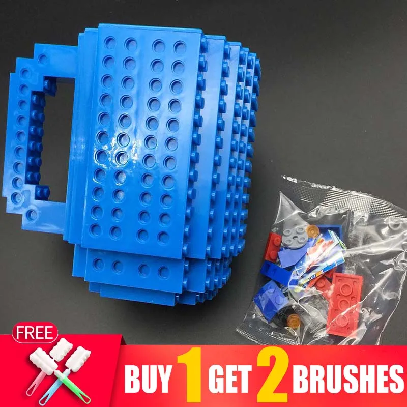 360ml Cute Coffee Travel Tea Mug Lego Compatible Build-On Brick Milk Plastic Creative Cup Water Holder Drinking Christmas Mugs