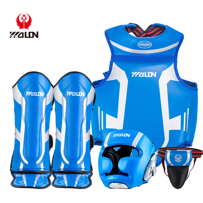 Wolon 5 шт. Санда Муай Тай Бокс протектор набор шлем грудь защита щитки паха