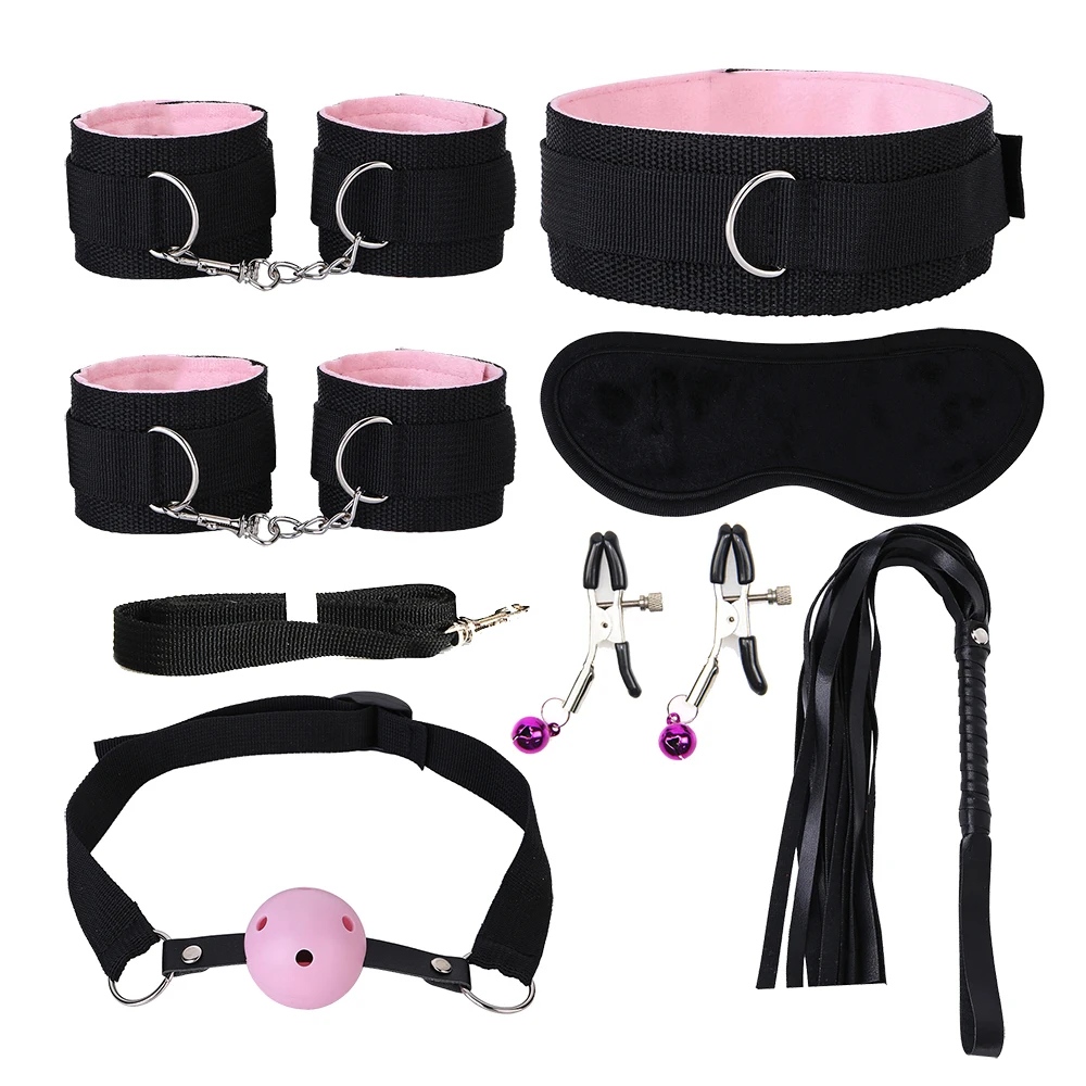 7 шт./компл. нейлон SM секс-набор для взрослые игры пары БДСМ секс бандаж наручники