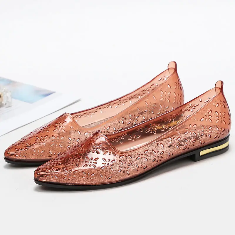 Zapatillas Mujer 2021 Women's Flat Shoes Ballet Shoes Breathable Slip on Pointed Toe Shoes Gold Color Women's Soft Bottom Shoes