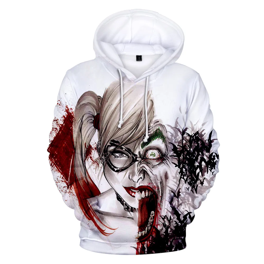 Мужская и Женская толстовка с капюшоном HAHA Joker забавная 3D Толстовка на Хэллоуин