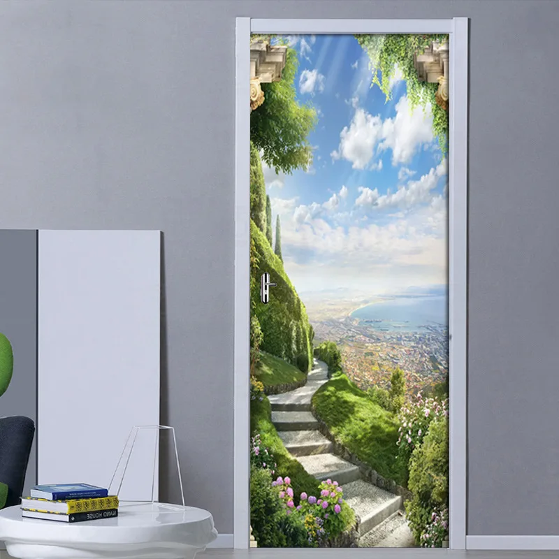 Горный Топ декорации шаги двери наклейки дверная ручка декор искусство панно для