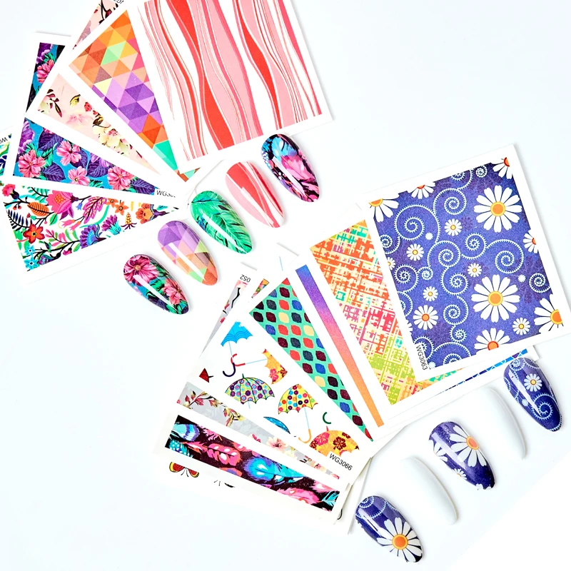 24 шт./компл. Набор наклеек для дизайна ногтей в клетку с бабочками сделай сам