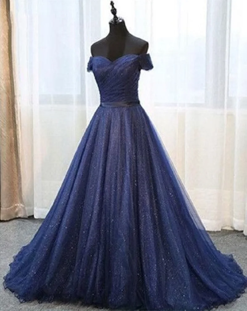 Off the Shoulder Tulle Elegant Prom Dress A-line Formal Evening Party Gown Graduation Dresses