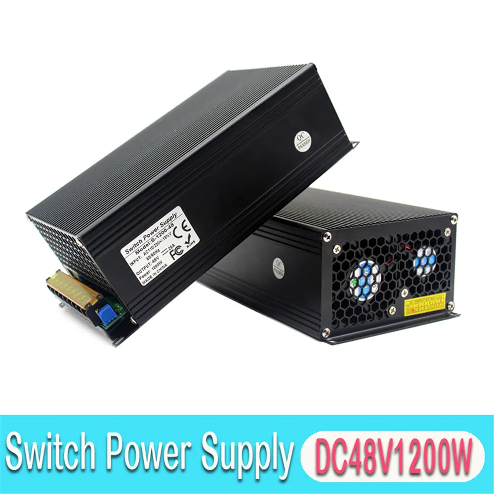Универсальный 48V 25A 1200W Переключатель Блок питания Трансформаторы 110V 220V AC DC48V