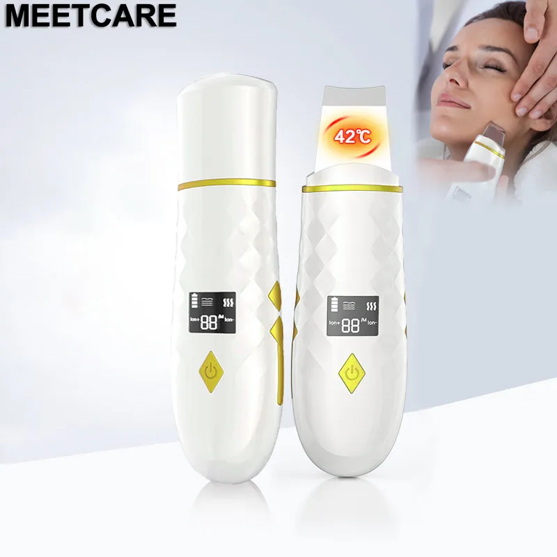 Ультразвуковой скребок для лица с подогревом инструмент глубокого очищения кожи