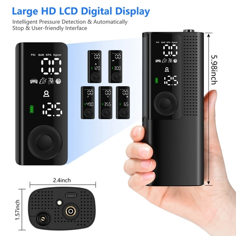 Online Mini Bomba De Aire Portátil, Compresor De Aire Inflable, Inalámbrica, Eléctrica, Para Coche, Motocicleta Y Bicicleta, 100W