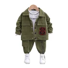 Новинка, одежда для маленьких мальчиков на весну и осень, модная куртка для девочек, футболка и штаны, спортивная одежда для малышей 3 шт.компл., детские спортивные костюмы