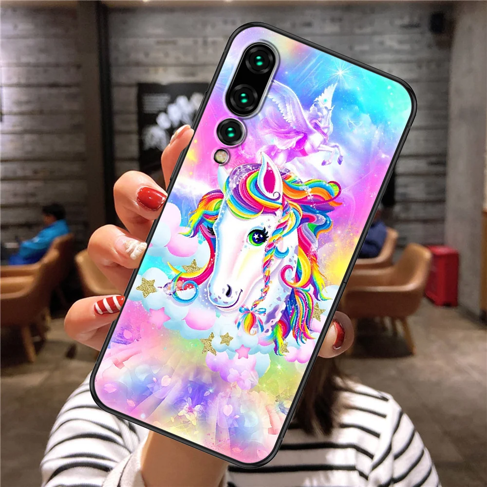 Милый мультяшный Радужный Единорог чехол для телефона Huawei P Mate P10 P20 P30 P40 10 20 Smart Z Pro