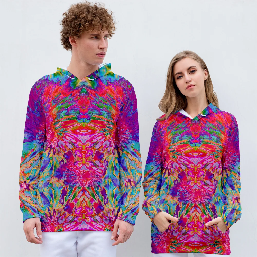 

Women's Men's Tie Dye Hoodie Sweatshirt Couple 3D graphic shirt Sweater Harajuku Pullovers Oil Painting Colorful Female/Male
