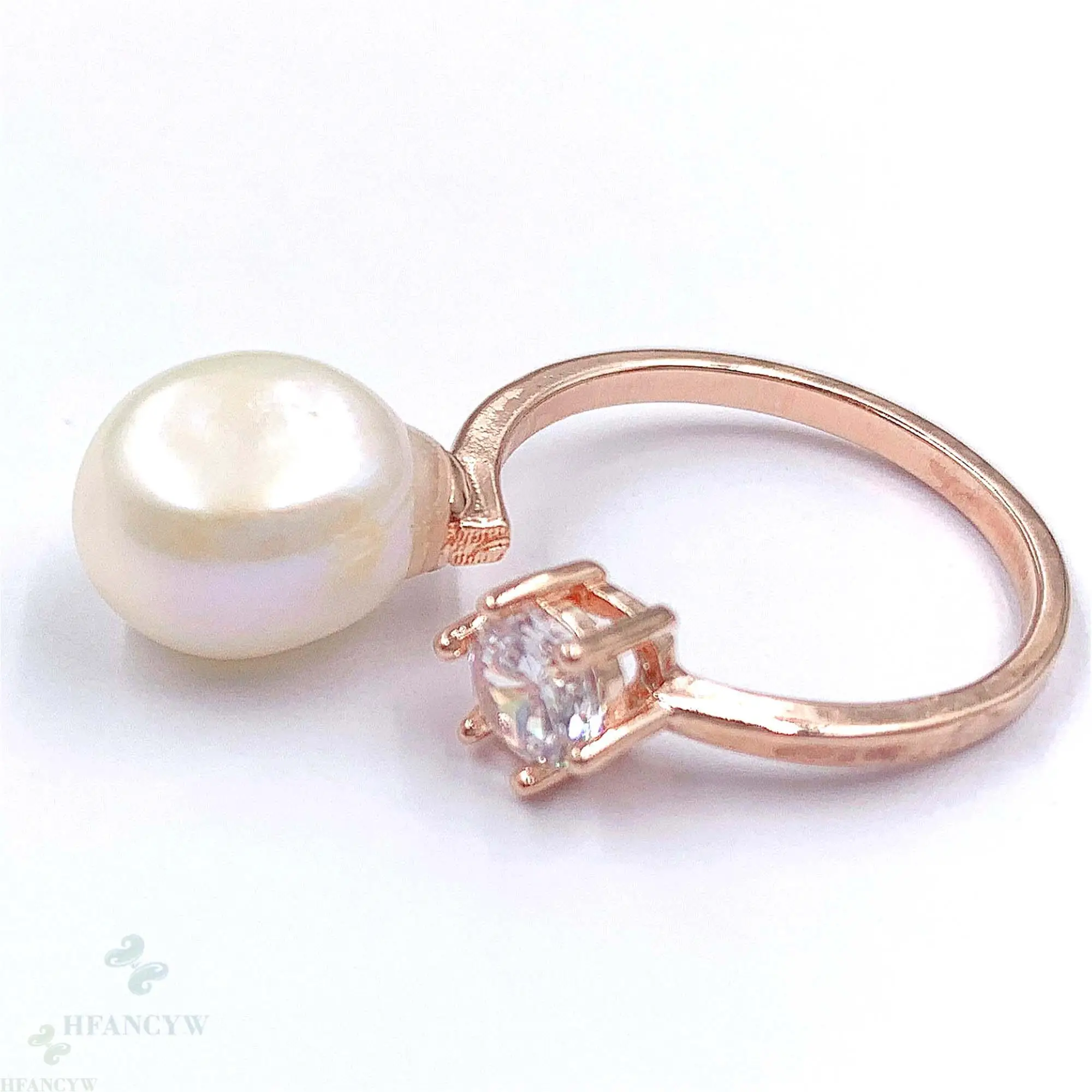 White Baroque Pearl Open Adjustable Rose Gold Ring Wedding Gift Elegant Classic Teardrop Luxury Flawless Women | Украшения и