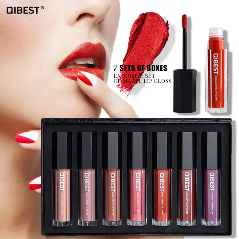 QiBest 7 шт./компл. Матовая жидкая губная помада блеск для губ матовый Цвета Краски