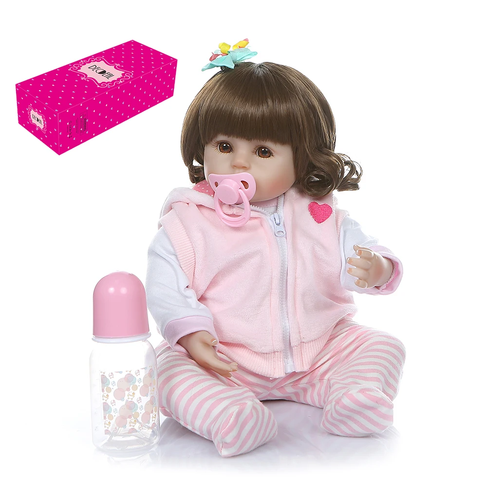 Decdeal Силиконовые Винил Reborn Baby Doll реалистичные глаза открытые Детские куклы 50 см/48