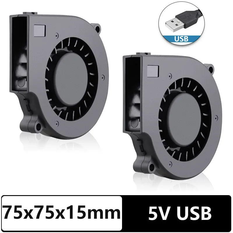 Gdstime 5 шт. DC 5 в USB 75 мм 75x15 мм 7515 центробежный вентилятор охлаждения потока воздуха Радиатор вентилятора 7 см 70 мм